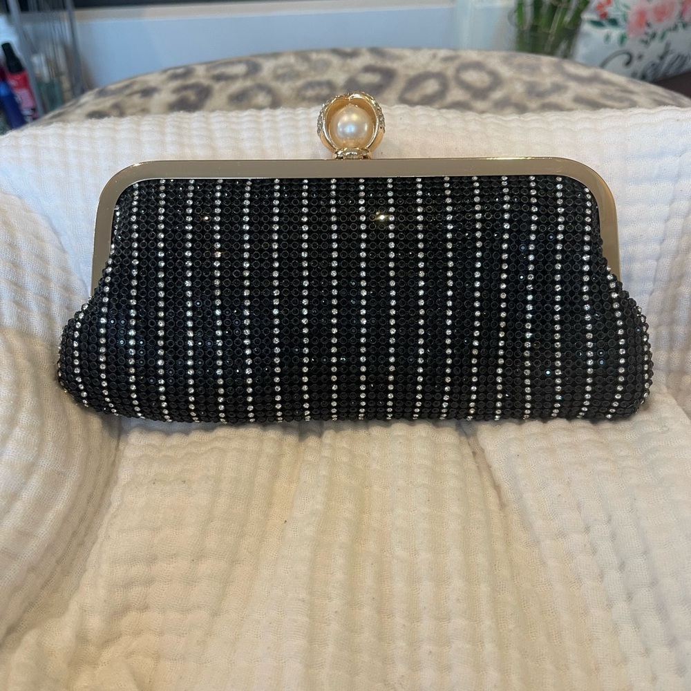 Pearl and rhinestone evening clutch